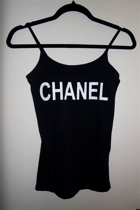 chanel logo shirt fake|chanel logo tank top.